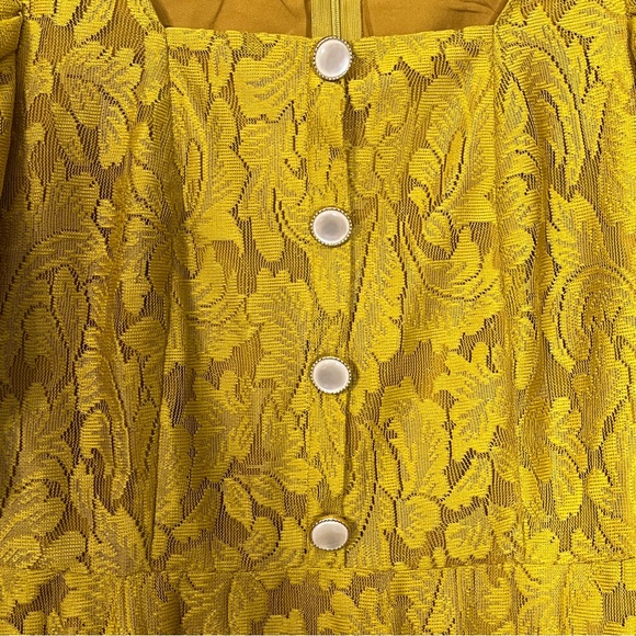 Shein Lace Button Front Puff Sleeve A-Line Dress - Picture 5 of 8